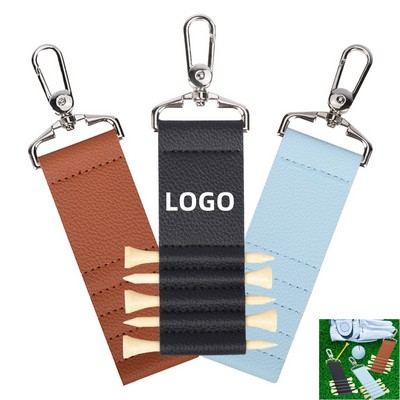 PU Leather Golf Tee Holder Keychain