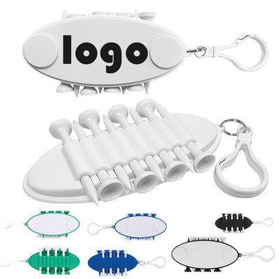 Oval Golf Tee Carrier Set – Includes 8 Tees, 2 Ball Markers & Carabiner