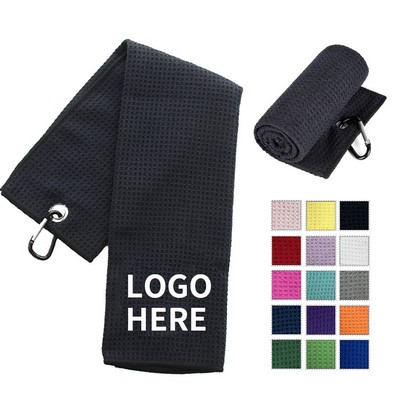 Ultra-Absorbent Waffle Microfiber Golf Towel with Clip