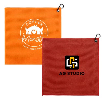 11.8'' x 11.8'' Full Color Golf Towel - Waffle Texture