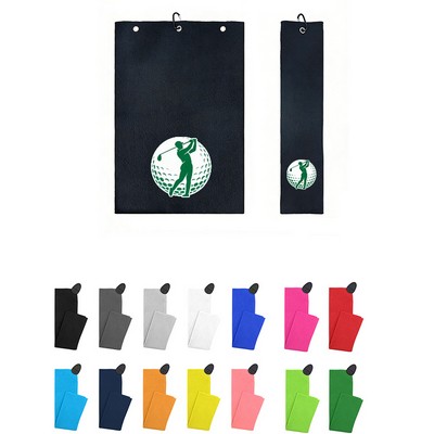 Dual-Sided Sublimated Microfiber Golf Towel with Carabiner